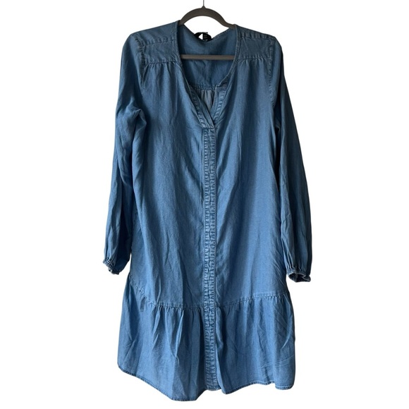 Buffalo David Bitton Blue Chambray Tunic Dress Women’s Size M Long Sleeve - Picture 1 of 10